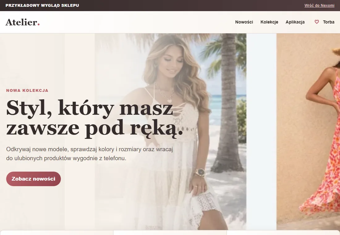 Skutečný náhled ukázkového internetového butiku