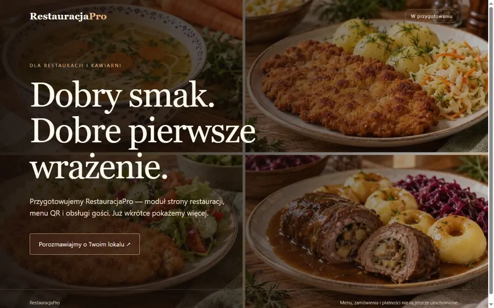 Skutečný snímek webu RestauracjaPro